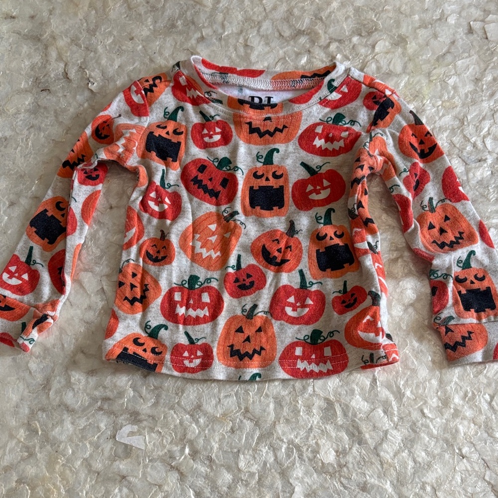 Place Pumpkin Pattern Long Sleeve Tee - Orange and Black